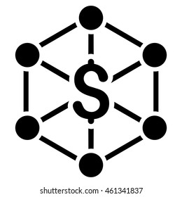 Bank Network icon. Vector style is flat iconic symbol with rounded angles, black color, white background.