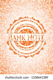 Bank Note abstract orange mosaic emblem with background