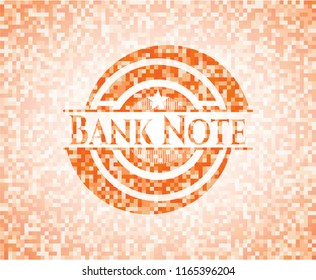 Bank Note abstract orange mosaic emblem