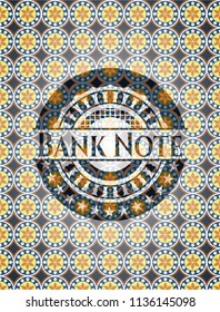 Bank Note arabesque style badge. arabic decoration.