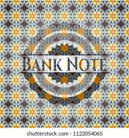 Bank Note arabic style emblem. Arabesque decoration.