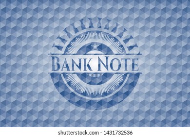 Bank Note blue polygonal emblem. Vector Illustration. Detailed.