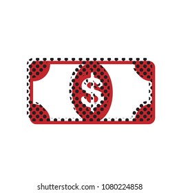 Bank Note dollar sign. Vector. Brown icon with shifted black circle pattern as duplicate at white background. Isolated.