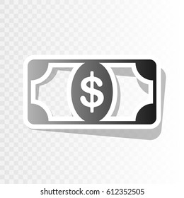 Bank Note dollar sign. Vector. New year blackish icon on transparent background with transition.