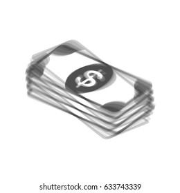 Bank Note dollar sign. Vector. Gray icon shaked at white background.