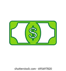 Bank Note dollar sign. Vector. Lemon scribble icon on white background. Isolated