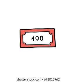 bank note doodle icon