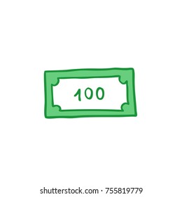 bank note doodle icon