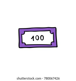 bank note doodle icon