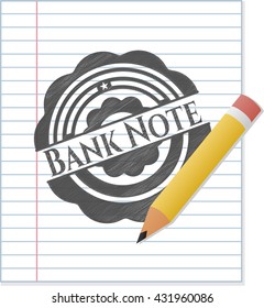 Bank Note emblem drawn in pencil