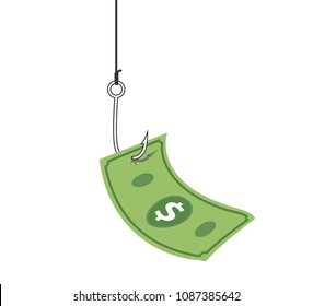 bank note hanging on fishing hook in business concept