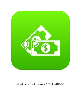 Bank note icon green vector isolated on white background