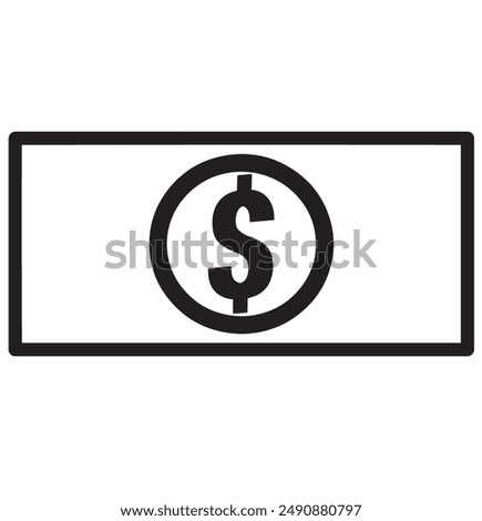 Bank note icon. Illustration of  paper note with dollar sign inside. Illustration of payment and cash sign icon.
