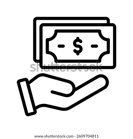 Bank Note Line Vector Illustration On White Background.