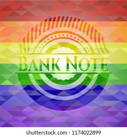 Bank Note on mosaic background with the colors of the LGBT flag