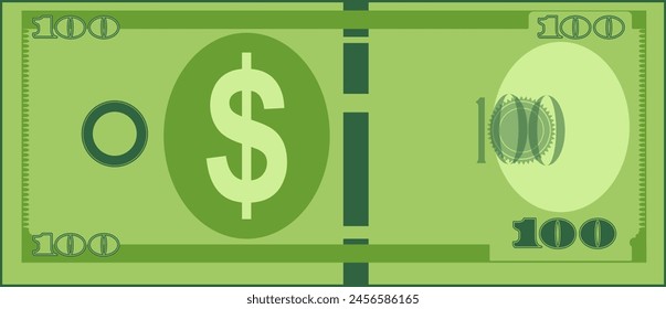  Bank note one hundred 3D front view illustration