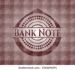 Bank Note red seamless badge with geometric pattern background.