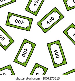 bank note seamless doodle pattern