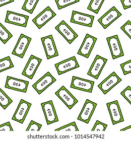 bank note seamless doodle pattern