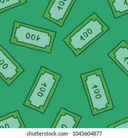 bank note seamless doodle pattern