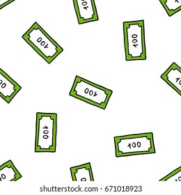 bank note seamless doodle pattern