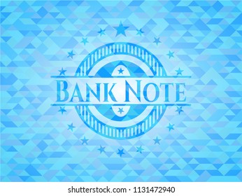 Bank Note sky blue emblem with mosaic background