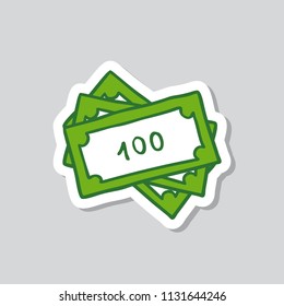 bank note sticker doodle icon