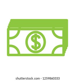 bank notes line icon on white background