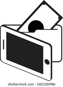 Bank notes in the smart wallet icon