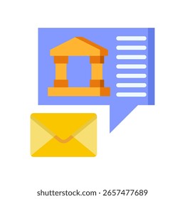 Bank Notification Icon Flat Vector Illustration