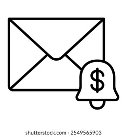 Bank Notification Icon with Small Envelope and Dollar Symbol