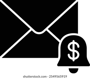 Bank Notification Icon with Small Envelope and Dollar Symbol