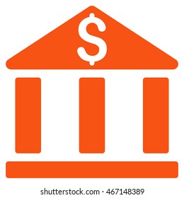 Bank Office Building icon. Vector style is flat iconic symbol with rounded angles, orange color, white background.
