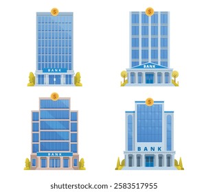 Bank  Office Building Vector Collection. Fully Editable Illustration, Ideal for Infographics  Designs