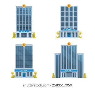 Bank  Office Building Vector Collection. Fully Editable Illustration, Ideal for Infographics  Designs