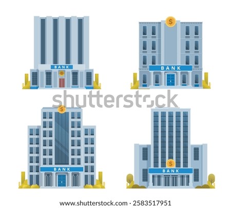 Bank  Office Building Vector Collection. Fully Editable Illustration, Ideal for Infographics  Designs