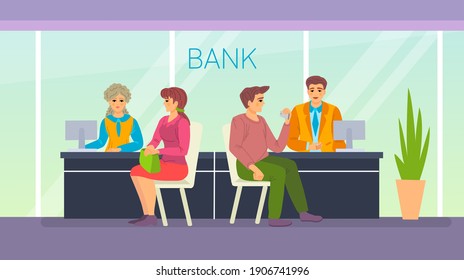 Bank Office Employees Managers Sitting Behind Stock Vector (Royalty ...