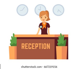 Woman At Reception Stock Illustrations Images Vectors