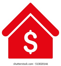 Bank Office vector icon. Flat red symbol. Pictogram is isolated on a white background. Designed for web and software interfaces.