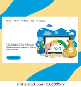 Bank online to get credit, mortgage or loan, according to credit score. Vector online agreement, finance payment debt, bank rating illustration