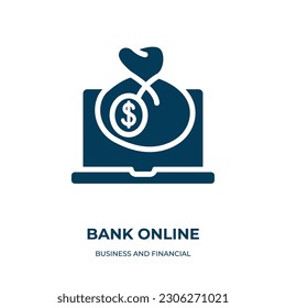 bank online vector icon. bank online, business, online filled icons from flat business and financial concept. Isolated black glyph icon, vector illustration symbol element for web design and mobile 