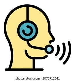 Bank operator icon. Outline bank operator vector icon color flat isolated