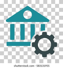 Bank Options Gear vector icon. Illustration style is a flat iconic bicolor soft blue symbol on a transparent background.