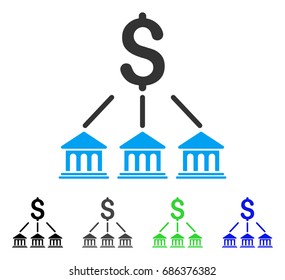 Bank Organization flat vector pictograph. Colored bank organization gray, black, blue, green pictogram versions. Flat icon style for graphic design.