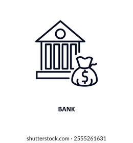 bank outline icon.  Thin line icon from cryptocurrency collection. Editable vector isolated on white background