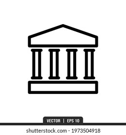 Bank outline icon vector, illustration logo template in trendy style. Suitable for many purposes.