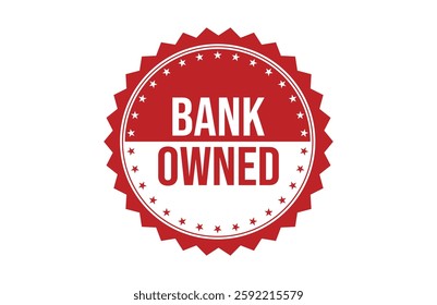 Bank owned red ribbon label banner.