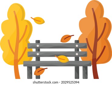 Bank Park Bench Fall Concept Vector Icon Design, Autumn or Fall activities Symbol, Dry weather Sign, Temperate climates Elements Stock illustration