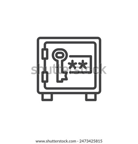 Bank Password Manager line icon. linear style sign for mobile concept and web design. Safe with a password key outline vector icon. Symbol, logo illustration. Vector graphics