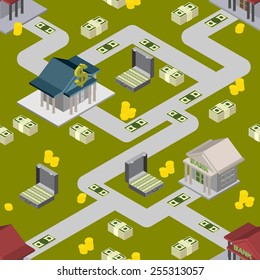 bank pattern maps isometric background vector